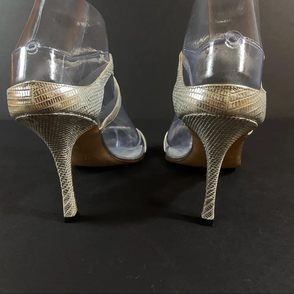 Manolo Blahnik silver sandals crystal buckles 38